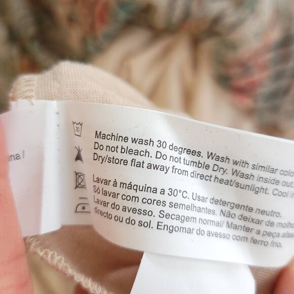 Traffic People Floral Shift Dress Cream Floral Black Stripes Large - Picture 12 of 13